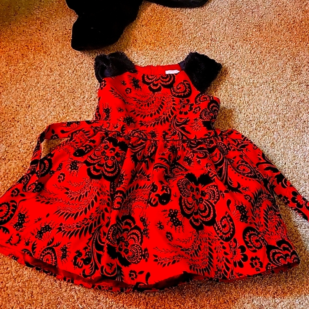 Size 5 red and black dress.